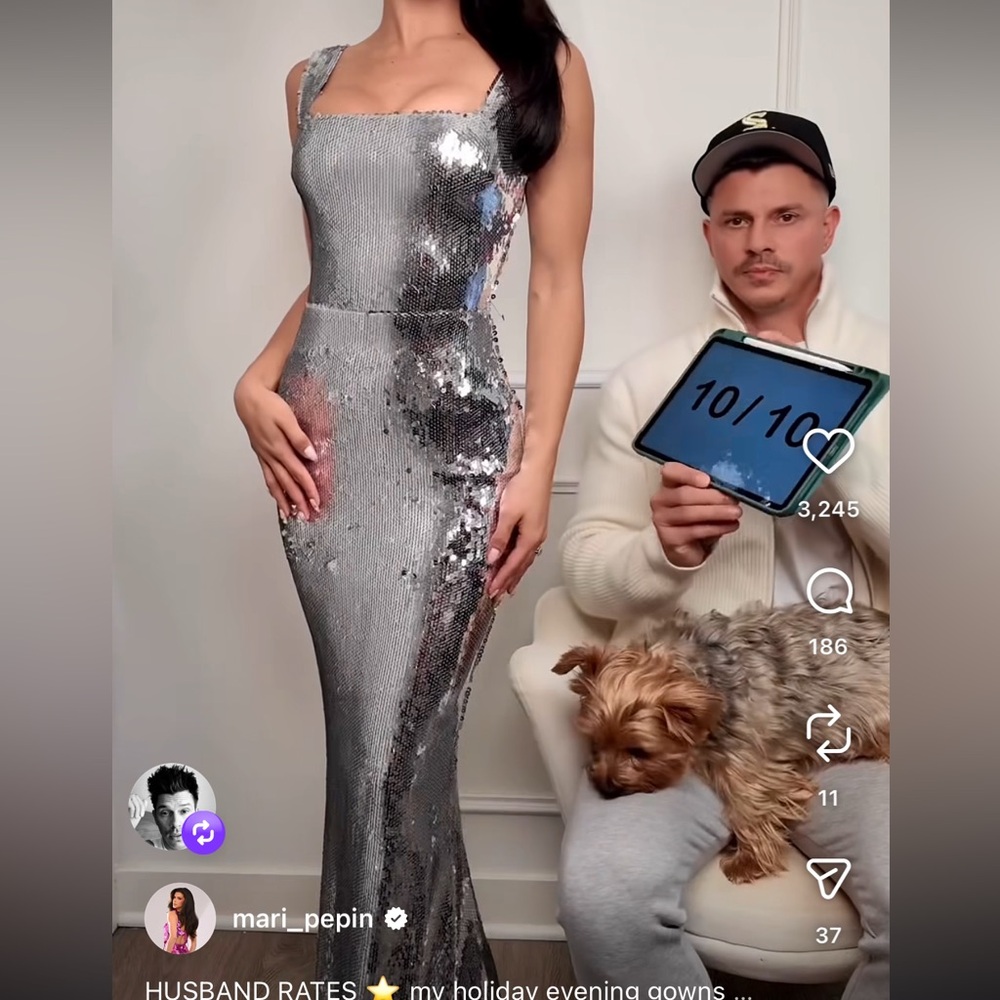 Glamorous Silver Sequin Maxi Dress